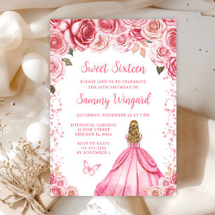 Rosa-blonde Prinzessin Sweet Sixteen Einladung