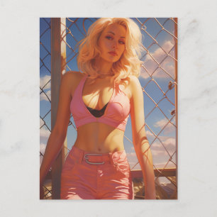 Rosa Blondine Postkarte