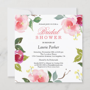 Rosa Blossom Botanische Bridal Dusche Einladung