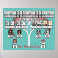 Rosa Blossom Fraktal Tree Aquamarin 2 Familienbäum