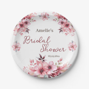 Rosa Blossom Garden Brautparty Papierplatte Pappteller