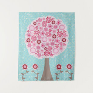 Rosa Blossom Gemäldeter Kunstbaum Wandteppich