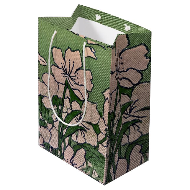 Rosa Blossom Kaskade Mittlere Geschenktüte (Rückseite Schrägansicht)