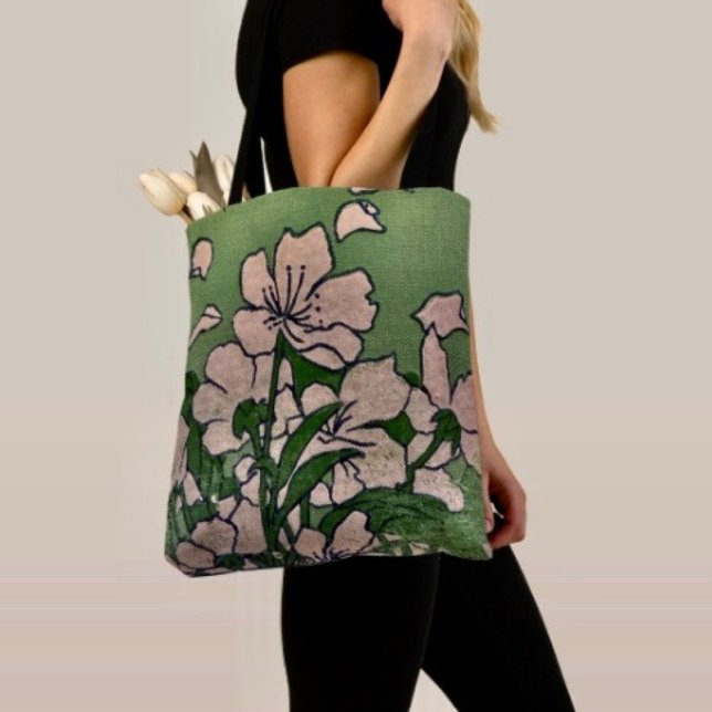 Rosa Blossom Kaskade Tote Tasche (Tote Bag — 100% polyester, black laminated lining 100% cotton web hand. Made in the USA.
)