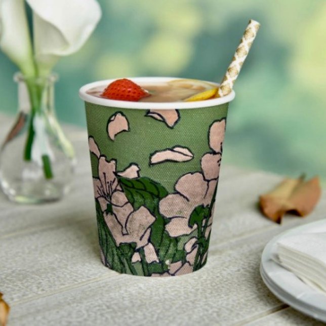 rosa Blossom Kaskadenpapier-Tasse Pappbecher (Paper Cup 8 oz capacity. FDA compliant. Ideal for cold and warm beverages.  Printed in USA.
)
