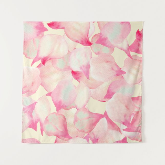 Rosa Blossom Natur. Schwarze Wasserfarbe Natur. Ro Wandteppich (Vorderseite)