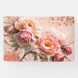 Rosa Blossom Rose Aquarellmalerei Kunst Print #2 Banner