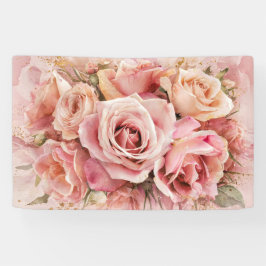 Rosa Blossom Rose Aquarellmalerei Kunst Print #3 Banner