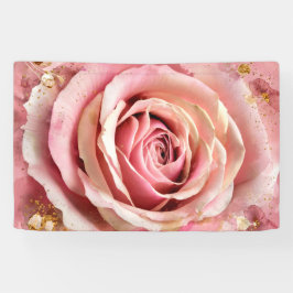 Rosa Blossom Rose Aquarellmalerei Wandkunst Print Banner