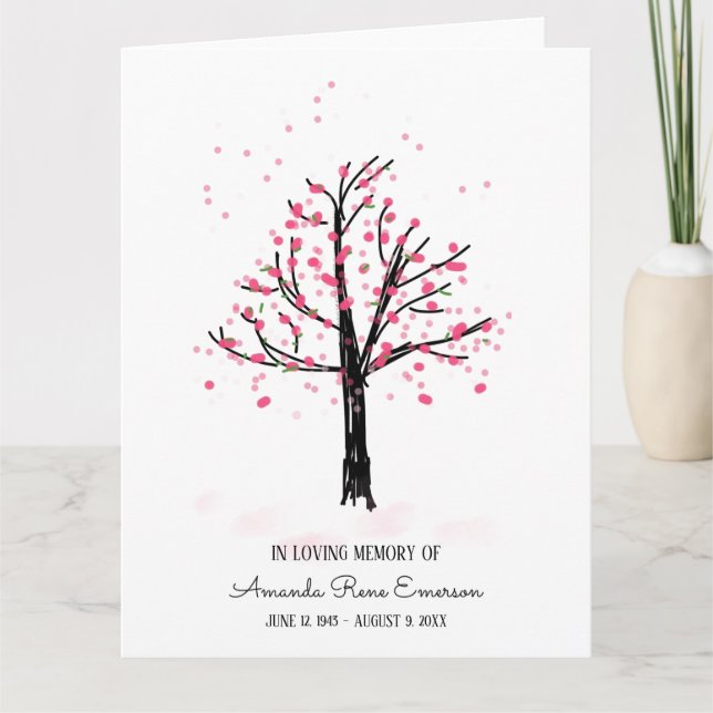 Rosa Blossom Tree in Love Memory Beileid Karte (Vorderseite)
