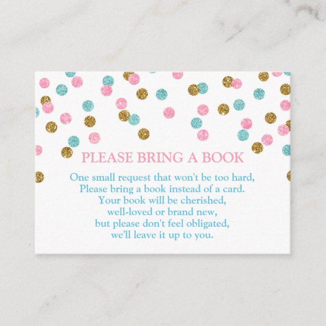 Rosa Blue Gold Dots Book Request Card Begleitkarte (Vorderseite)