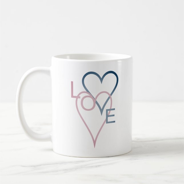 Rosa & Blue Lovehart Design Kaffeetasse (Links)