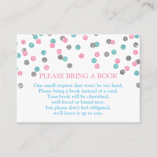 Rosa Blue Silver Dots Book Request Card Begleitkarte (Vorderseite)