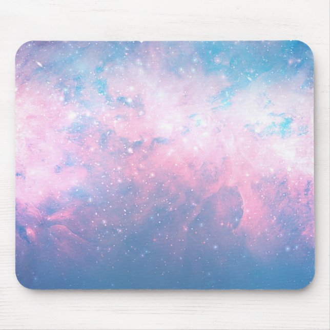 Rosa & Blue Starry Cosmic Cotton Candy Sky Mousepad (Vorne)