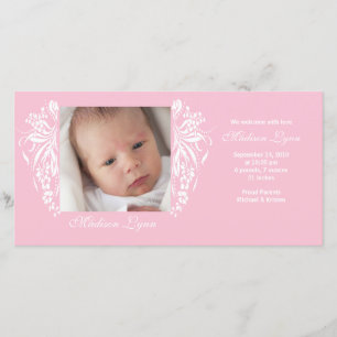 Rosa blühen neue Baby-Geburt Annoucement Ankündigung