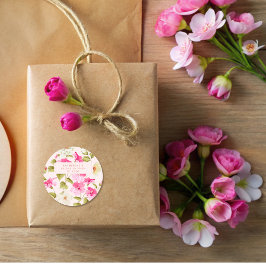 Rosa blühende Blume Brautparty Runder Aufkleber