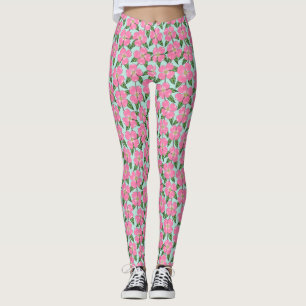 Rosa, blühende Dogwood-Linie, die auf Aqua blühend Leggings
