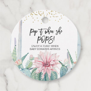 Rosa blühende Kaktus Pop es, wenn sie Pop markiere Geschenkanhänger