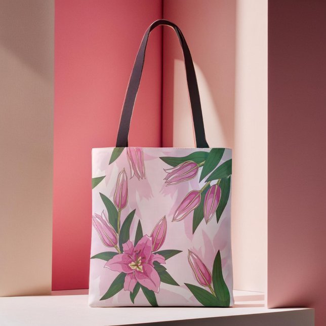 Rosa blühende Lilie (Pink Blooming Lily Tote Bag)