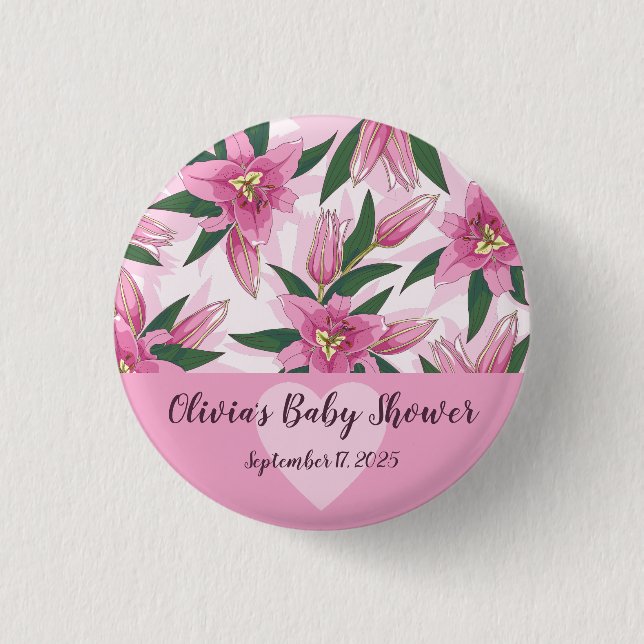 Rosa blühende Lilie Button (Vorderseite)