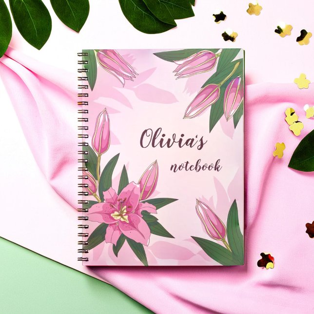 Rosa blühende Lilie Notizblock (Pink Blooming Lily Notebook)