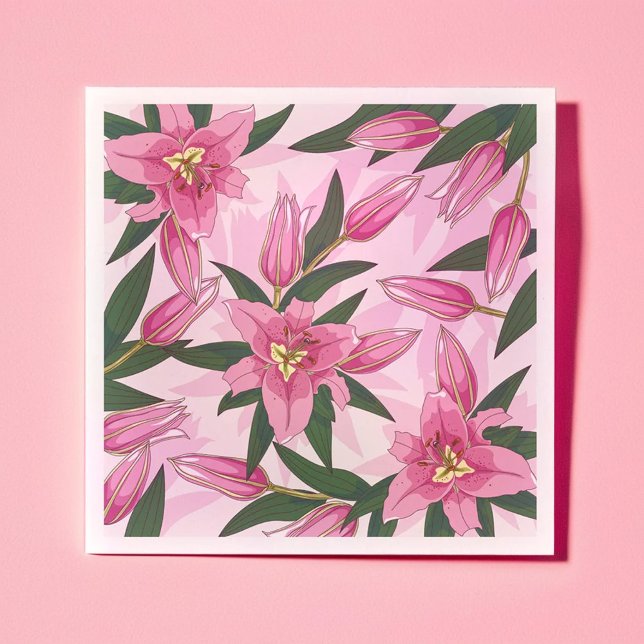 Rosa blühende Lilie Serviette (Pink Blooming Lily Napkins)