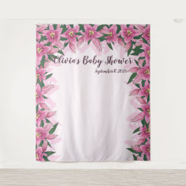 Rosa blühende Lilien im Hintergrund Wandteppich