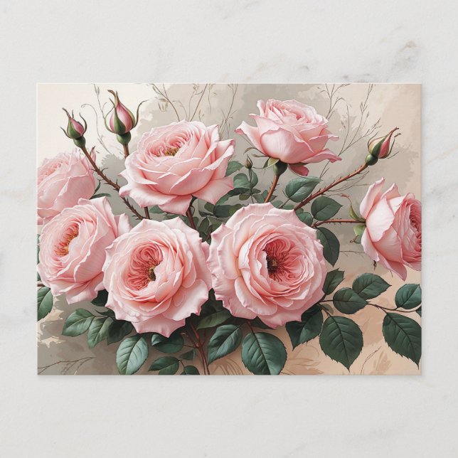 Rosa blühende Rosen  Postkarte (Vorderseite)