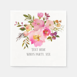 rosa blühende, süße, romantische Aquarellfarben-Bl Serviette