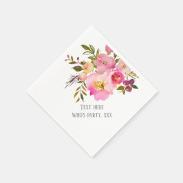 rosa blühende, süße, romantische Aquarellfarben-Bl Serviette