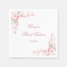 Rosa Blume 16 . Geburtstag Geburtstag Serviette