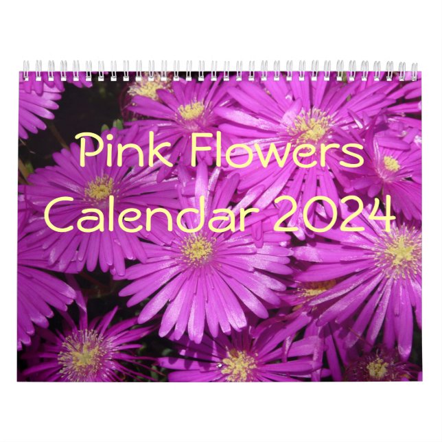 Rosa Blume 2024 Kalender mit großen Zahlen (Titelbild)