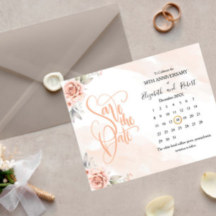 Rosa Blume 50 Jahre Jubiläum Save the Date Ankündigungspostkarte
