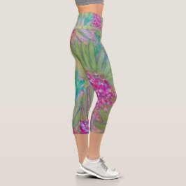 Rosa Blume Abstrakt Capri Leggings