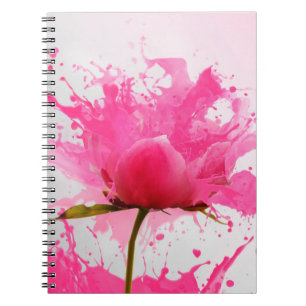 Rosa Blume Abstrakt Paint Spritzer Notizblock