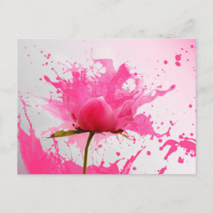 Rosa Blume Abstrakt Paint Spritzer Postkarte