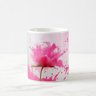 Rosa Blume Abstrakt Paint Spritzer Tasse