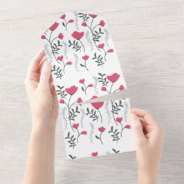 Rosa Blume All In One Einladung