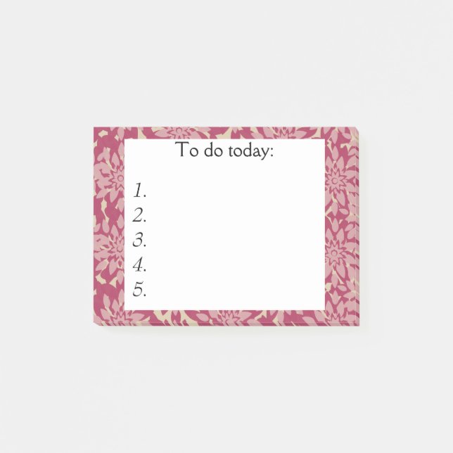 Rosa Blume am roten Post Hinweis Post-it Klebezettel (Vorderseite)