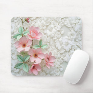 Rosa Blume an der weißen Bridalleiste Mousepad