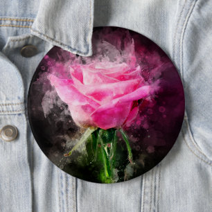 Rosa Blume Aquarell - bb Button