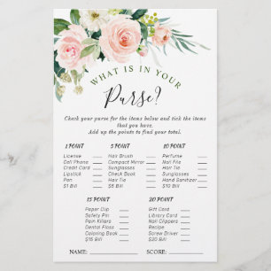 Rosa Blume Aquarell Brautparty Spiel