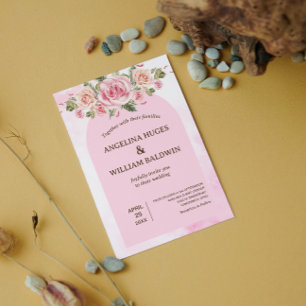 Rosa Blume Aquarell Einladung Hochzeitsfeiern