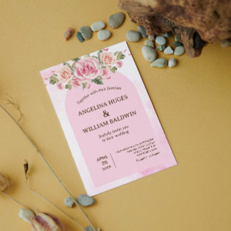 Rosa Blume Aquarell Einladung Hochzeitsfeiern