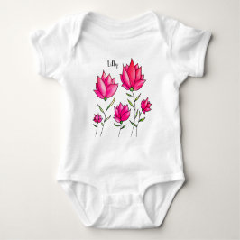 Rosa Blume Aquarell Künstlerischer Name Baby Strampler