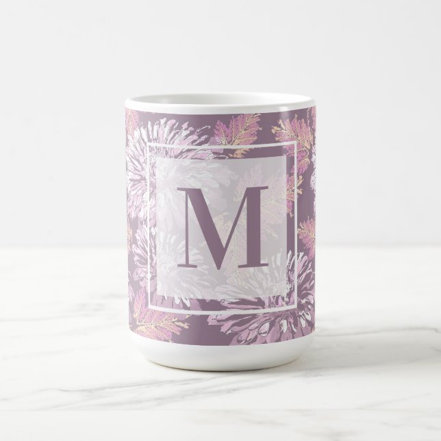 Rosa Blume, Aquarell, Monogramm, personalisieren Kaffeetasse (Mittel)