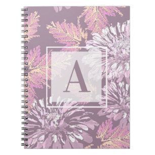 Rosa Blume, Aquarell, Monogramm, personalisieren Notizblock