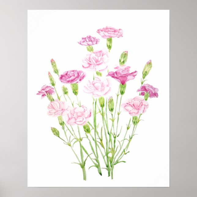 Rosa Blume Aquarell Poster (Vorne)