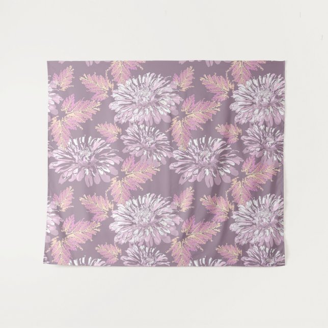 Rosa Blume, Aquarell, Retro Wandteppich (Vorderseite (Horizontal))