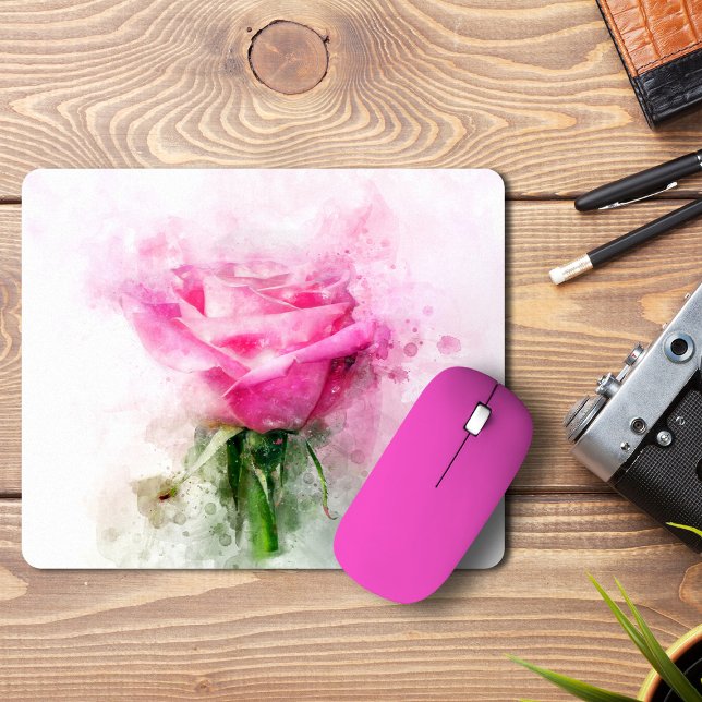 Rosa Blume Aquarell - wb Mousepad (Von Creator hochgeladen)